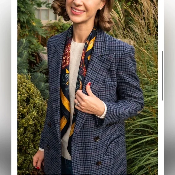 Blaze Milano Amarula Sun Houndstooth-check Wool Blazer NWT - Picture 2 of 8